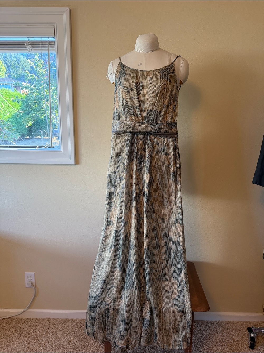 Diesel Beige and Olive Sleeveless Maxi Jumpsuit